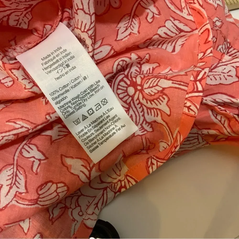 J Crew Womens Sleeveless Shirt Large Colorful Floral Ruffles Preppy Resort
